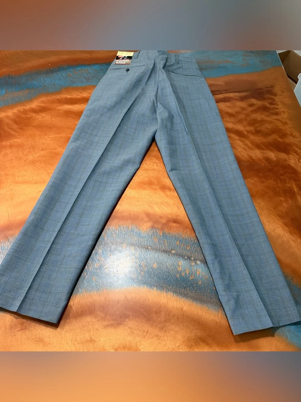 Vintage Levi’s Mr Levis Sta prest Blue Plaid slacks 31x28 New deadstock USA